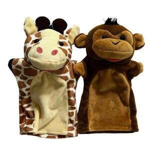 Melissa & Doug Safari Buddies Giraffe & Monkey Hand Puppets Plush Stuffed Animal